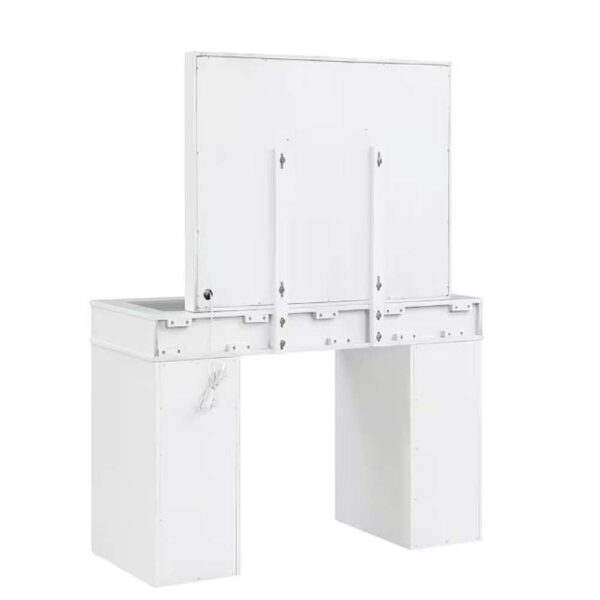 Regina 3-Piece White and Gray Makeup Vanity Set with Lighting